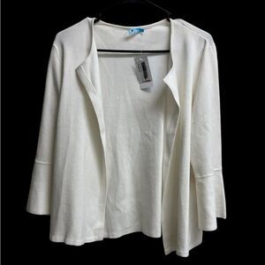 NWT J. McLaughlin Ada Open Front Cardigan 3/4 Bell Sleeve in White SZ XL